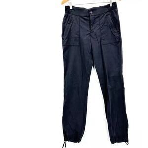Athleta Women's Jogger Pants Pockets Drawstring Ankle Nylon Blend Black Sz 10 T